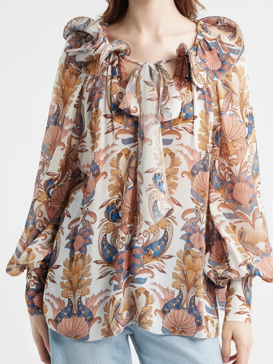 FARM Rio Tops - Farm Rio Sea Garden Neck Tie Top XL